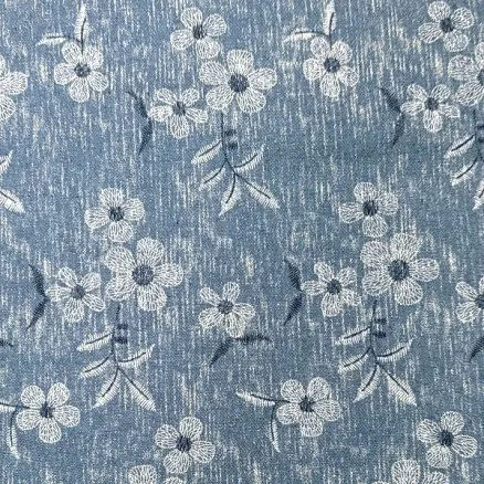 Denim-kangas 145cm 60 Kukat - 50cm