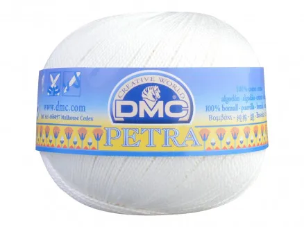 DMC Petra nro 8 Virkkauslanka Unicolor 54460 Raaka valkoinen