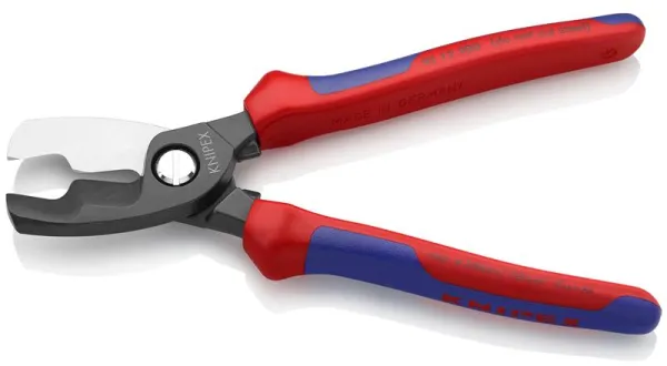 Knipex-kaapelileikkuri kaksoisterällä, mustattu, monikomponenttikahvalla 200 mm