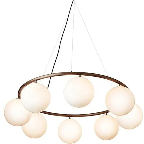 Nuura Miira 8 Circular Kattokruunu Tummanpronssi/Opalivalkoinen