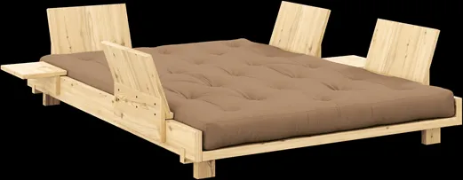 Karup Design Social -vuodesohva, jossa on 4 selkänojaa, sivupöytä ja patja 140x200 Mocca/Lakkaamaton